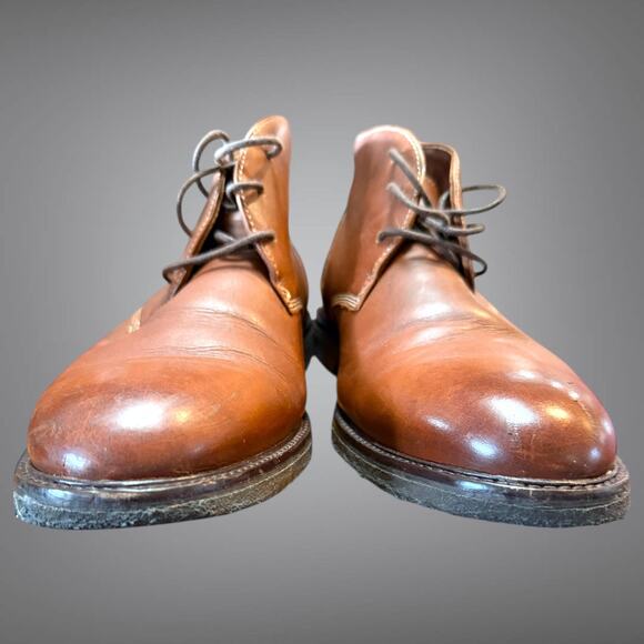 Men's JOHNSTON & MURPHY Copeland Red Brown Oiled Leather Chukka Boots - Picture 6 of 10